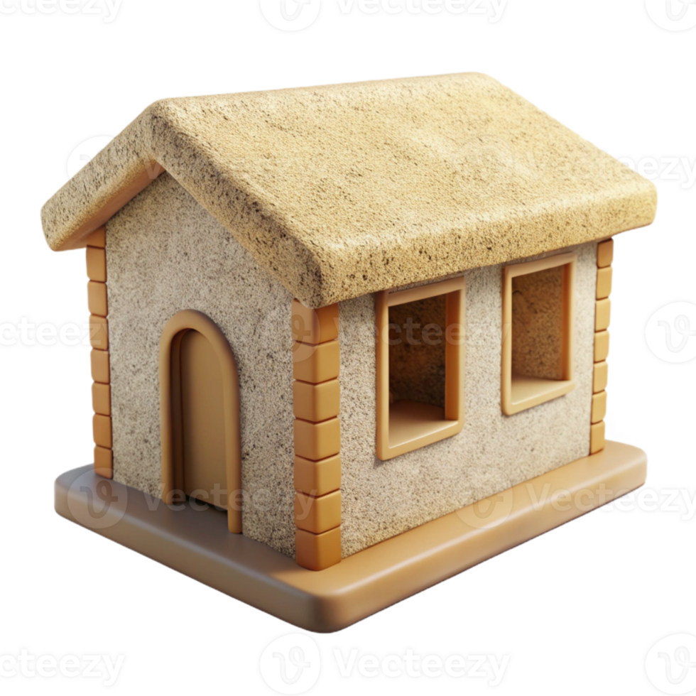 wonderful modern Hempcrete Block House Model Front View Transparent Background png