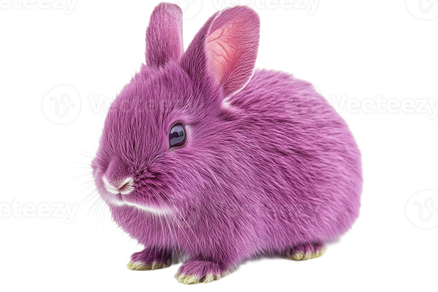 Cute purple rabbit sitting on a white background png