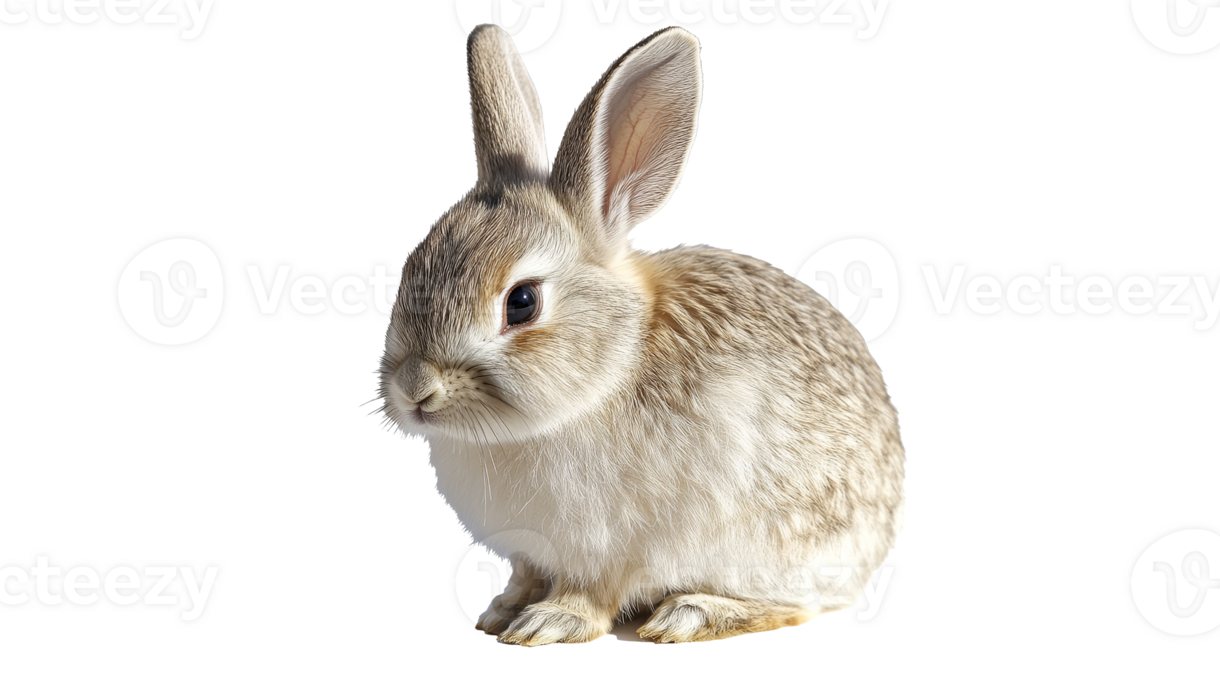 Cute fluffy rabbit sitting on transparent background png