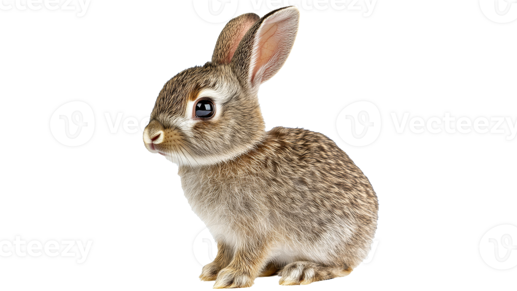 Cute rabbit sitting with alert expression png