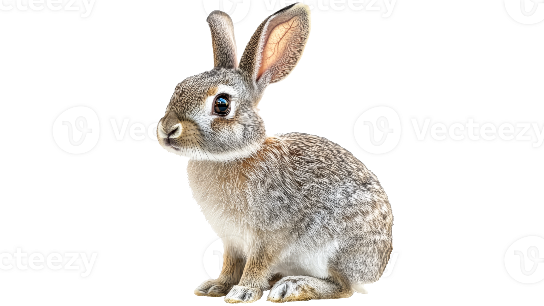 Cute rabbit sitting quietly in a grassy field png
