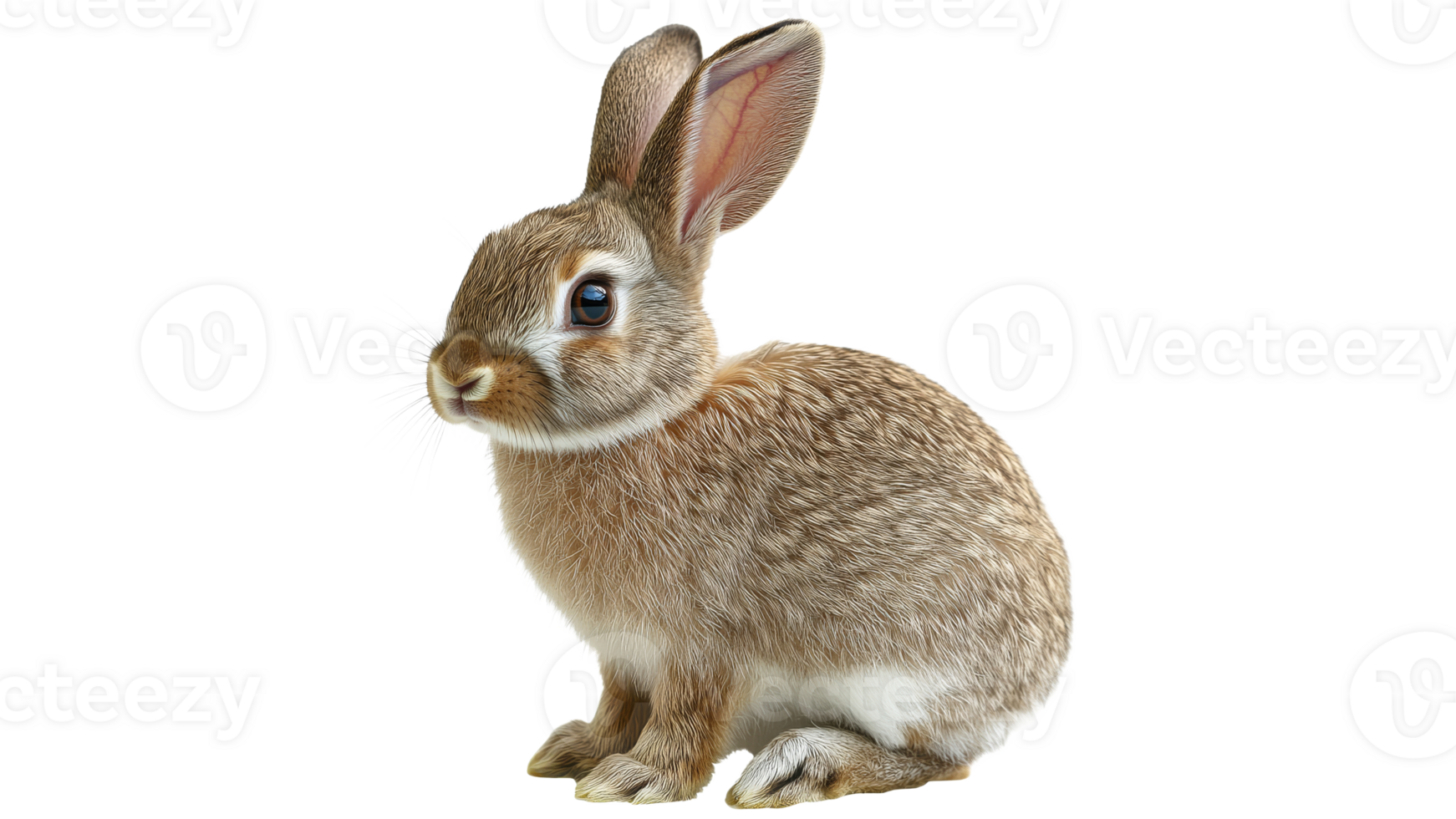 Cute rabbit sitting quietly on transparent png