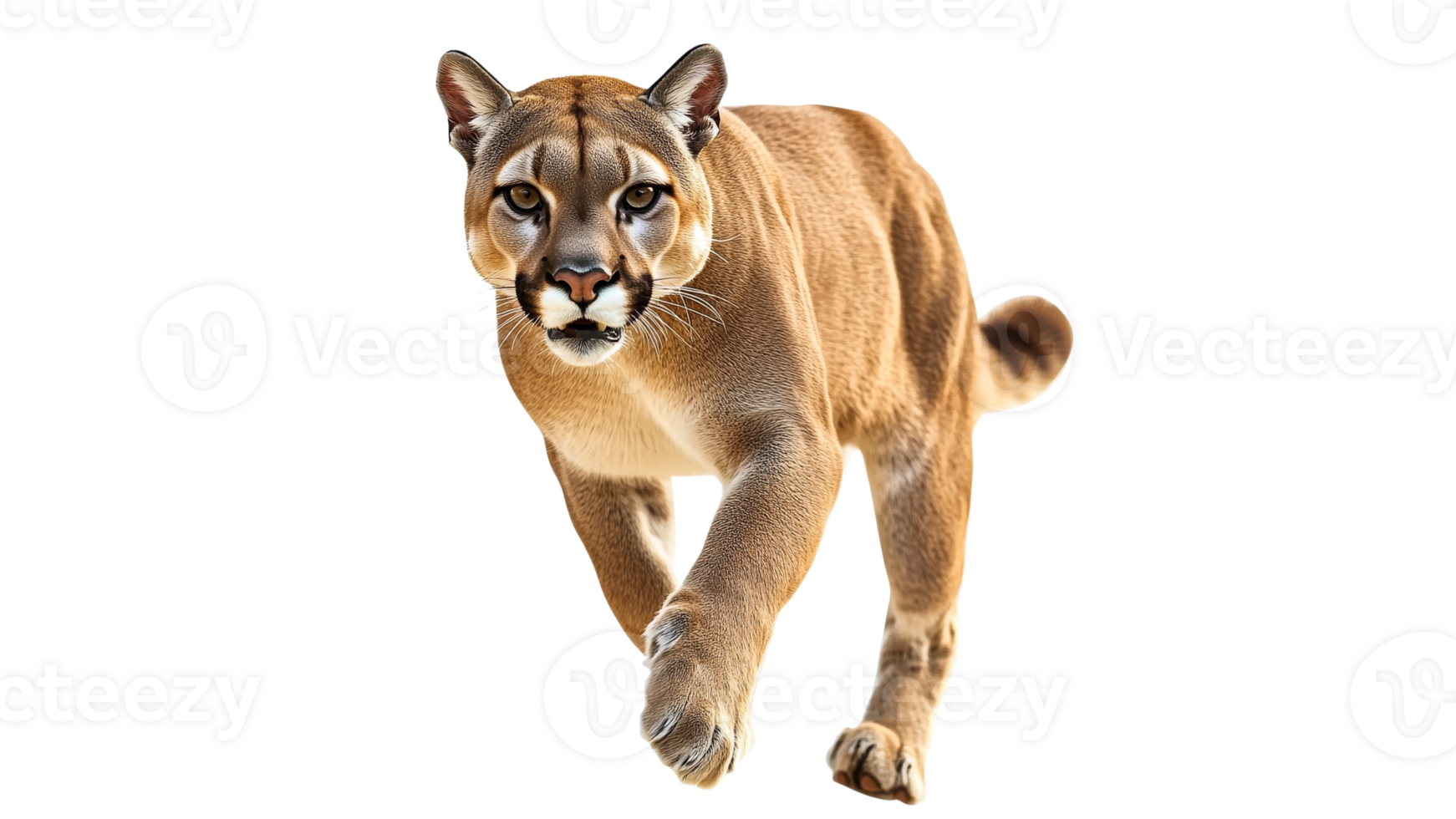 Wild cougar walking towards the camera in daylight png