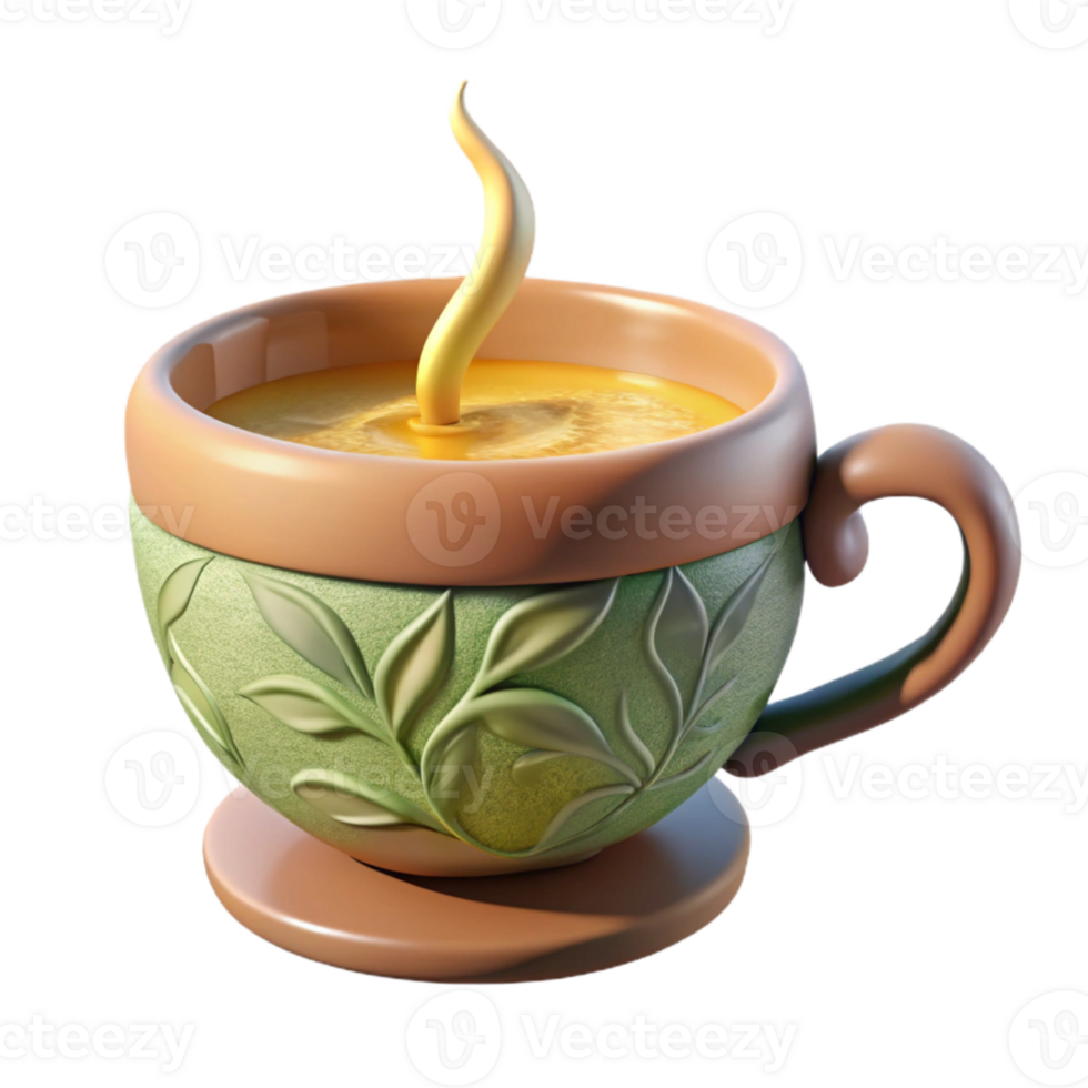 serene classic Herbal Tea Cup Cutout with Steam premium png