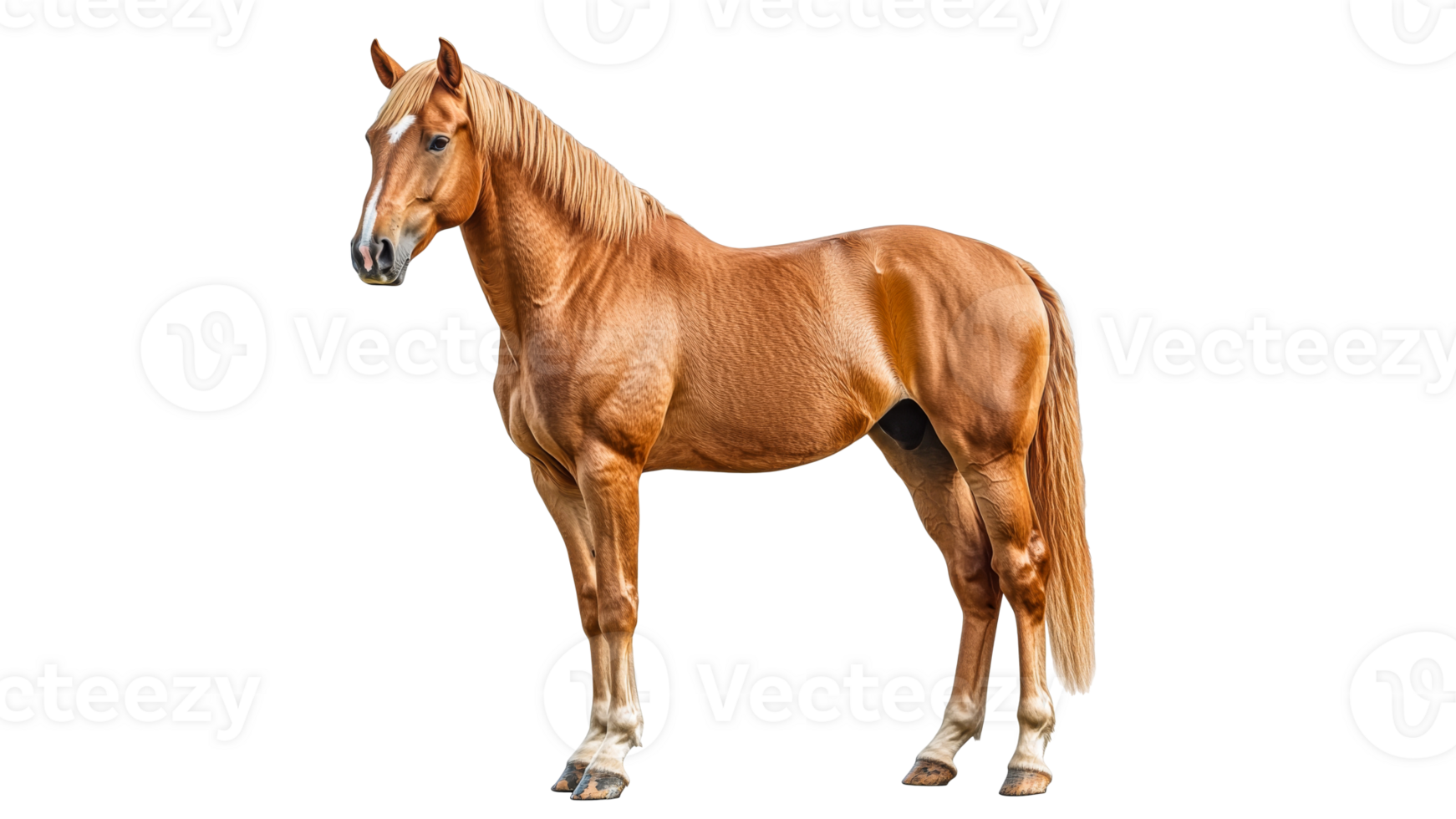 Chestnut horse standing in a studio setting png