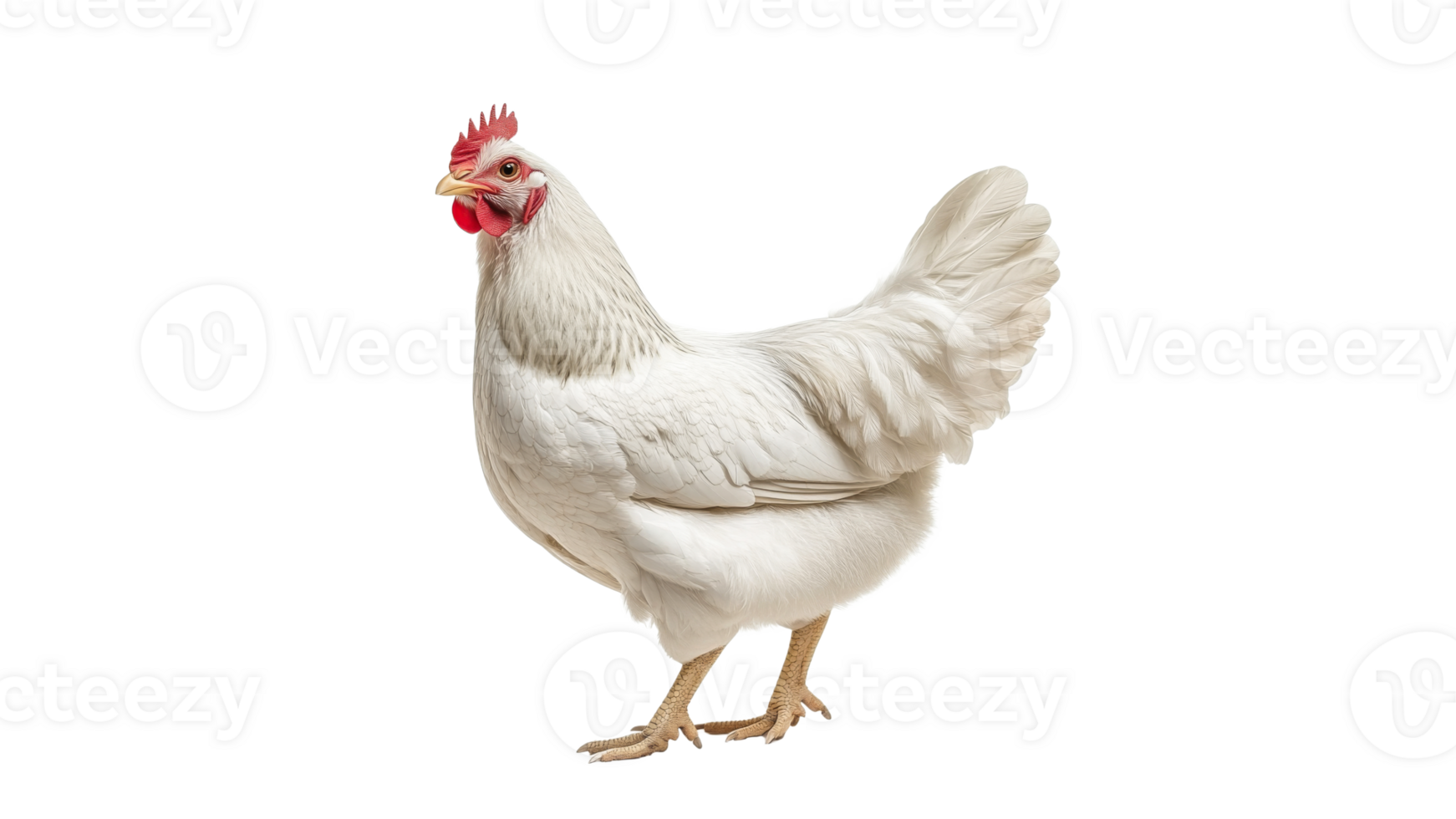 White chicken standing on a white background png