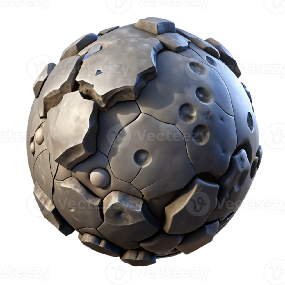 vibrant creative Hidden Planet Through Cracked Asteroid Field Isolated high resolution png