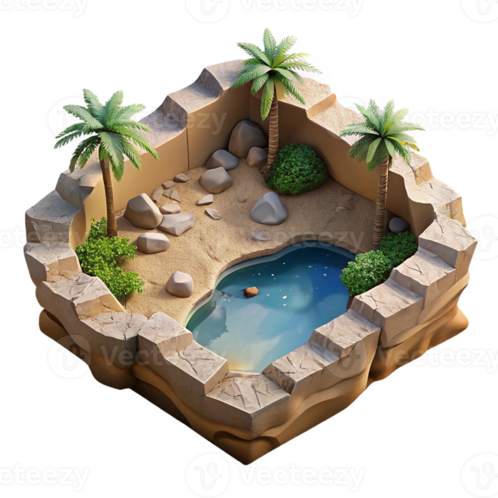 dramatic modern Hidden Oasis Through Cracked Desert Floor Isolated high quality png