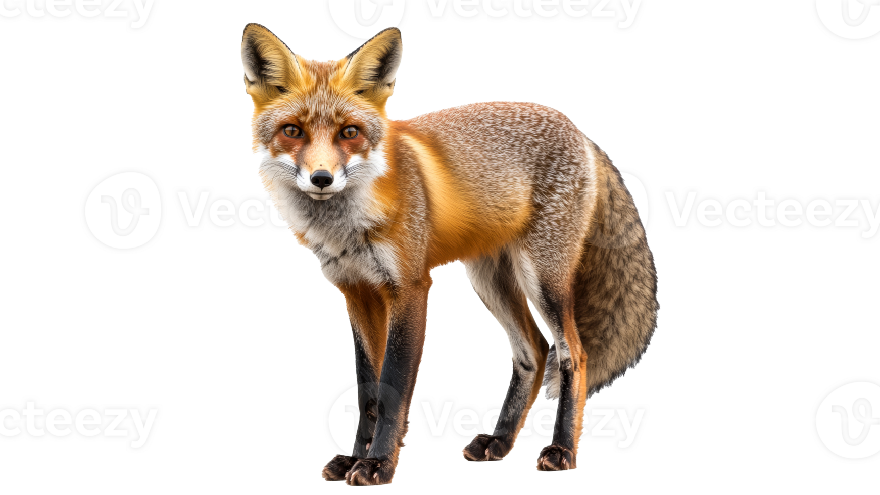 Beautiful red fox standing confidently in nature png