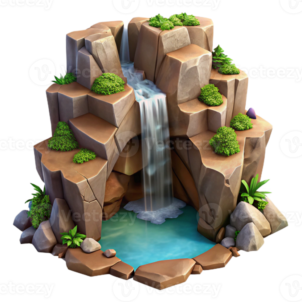 elegant classic Hidden Waterfall Through Cracked Cliff Transparent Background high quality png