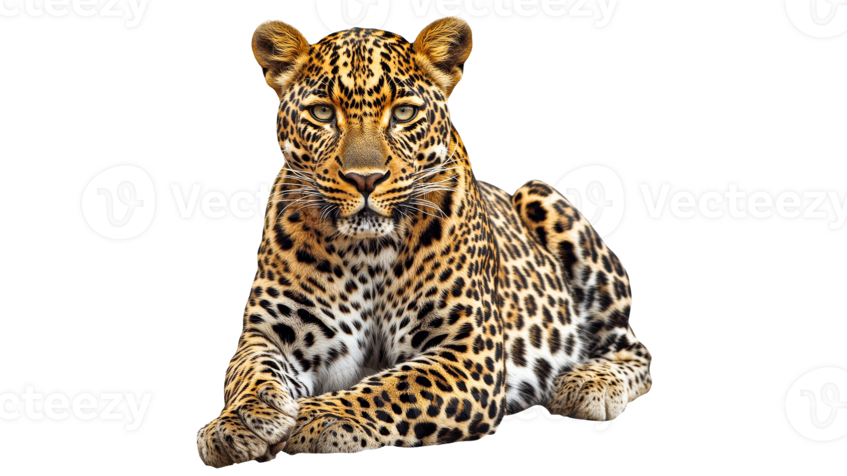 Majestic leopard resting in a serene pose transparent png