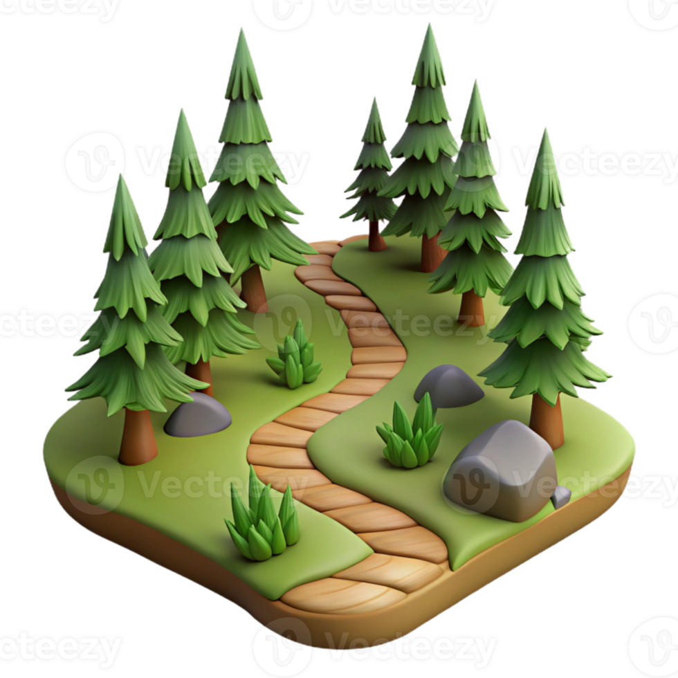 impressive contemporary Hiking Trail Through Forest Winding Path Cutout premium png
