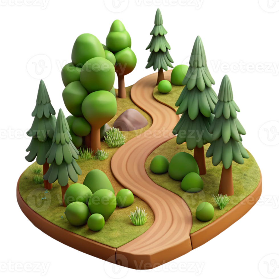 elegant minimalist Hiking Trail Through Forest Winding Path Cutout premium png