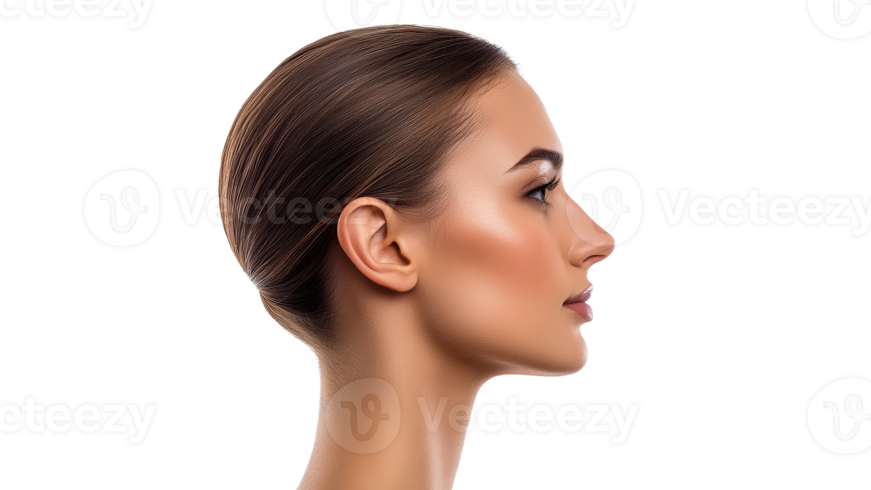 Elegant profile of a woman with smooth hair png