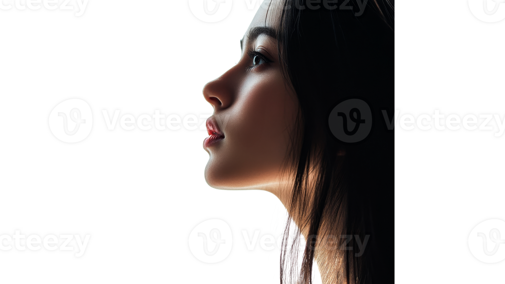 Profile of a woman with illuminated features png