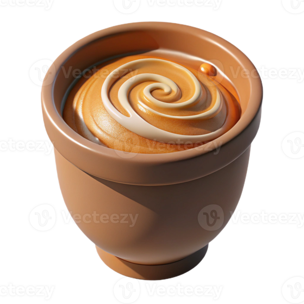 dramatic modern Hipster Coffee Cup Latte Art Swirl Isolated Cutout professional png