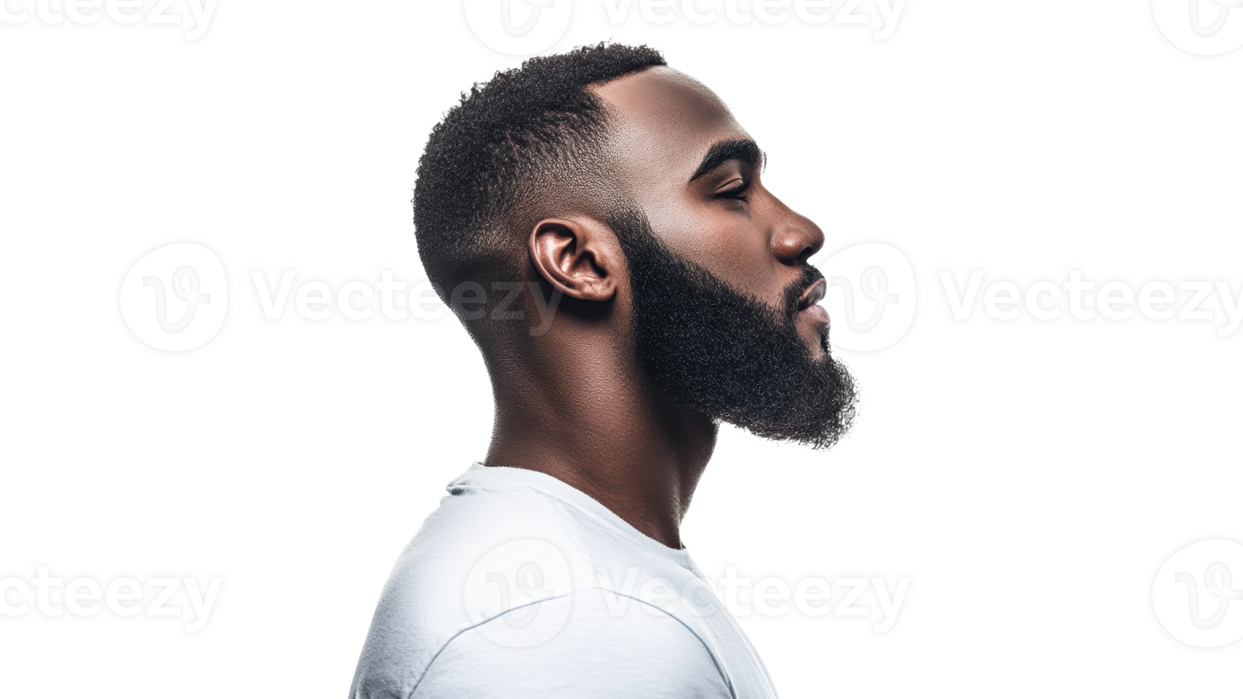 Side profile of a man with a stylish beard png