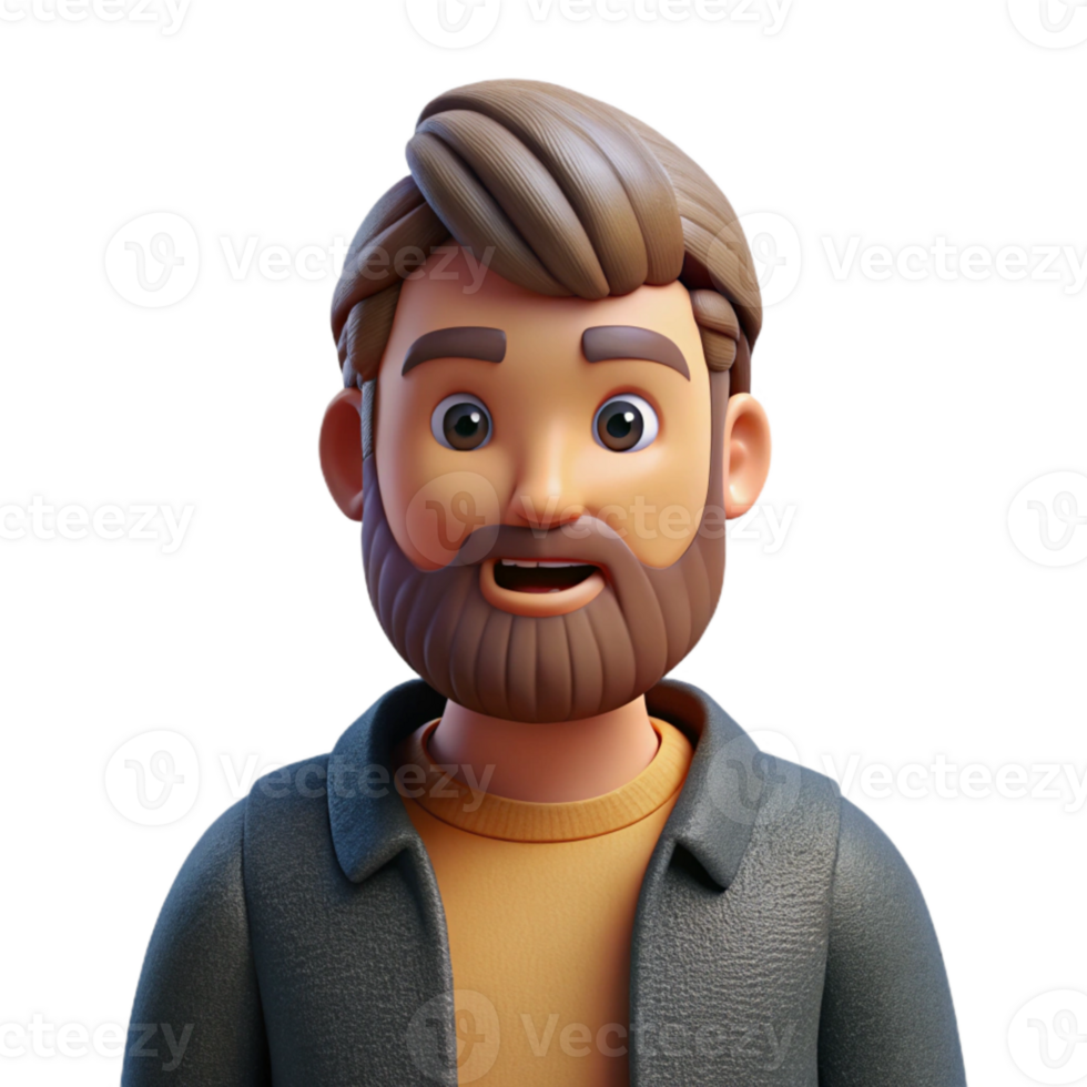 impressive abstract Hipster Beard Man Isolated professional png