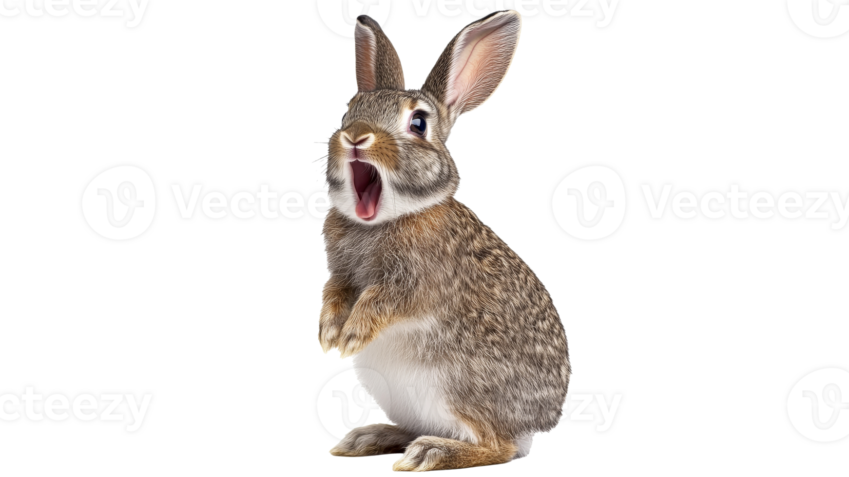 Rabbit surprised by sudden noise in a garden png