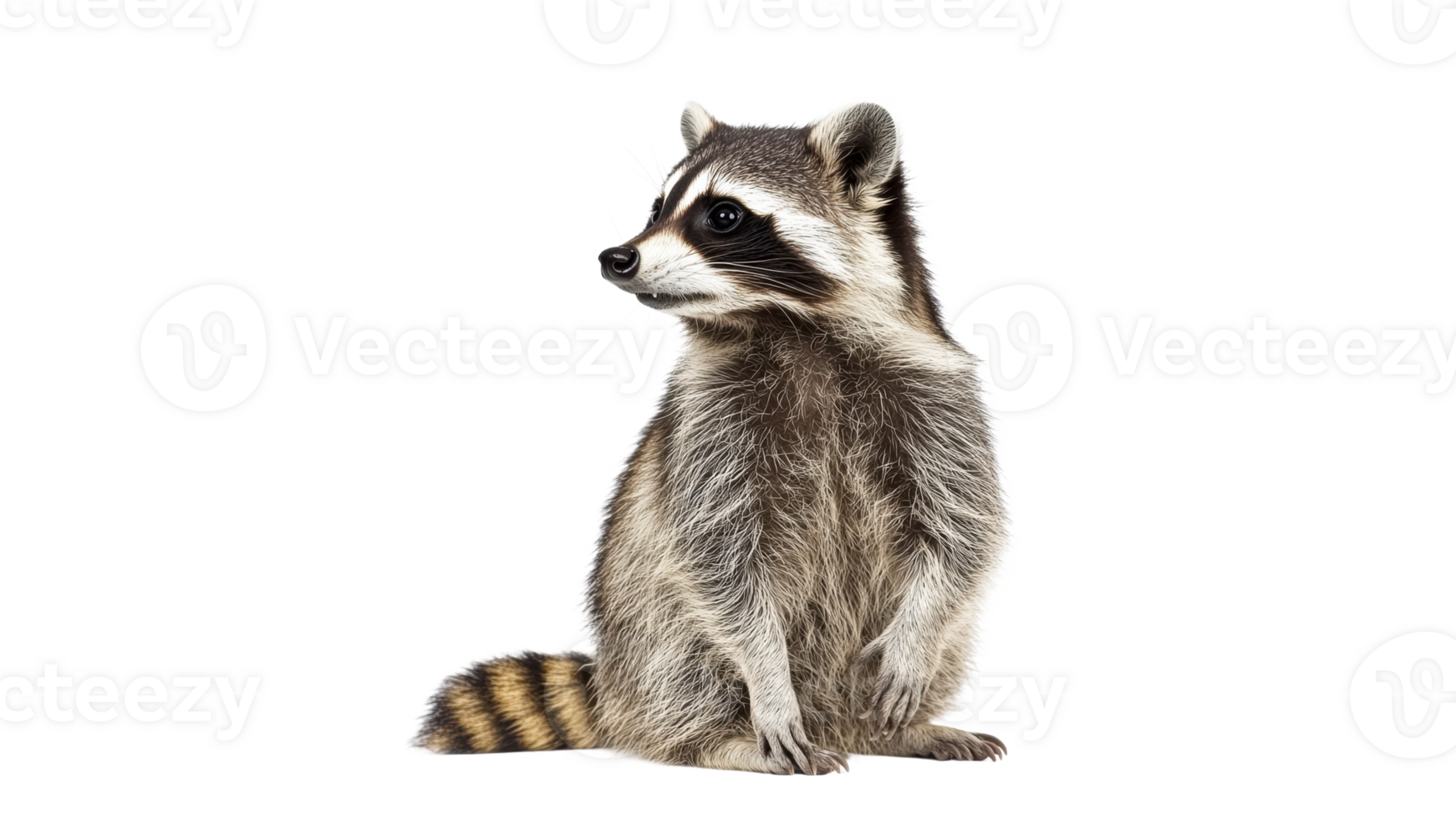 Raccoon sitting calmly with a curious expression transparent png