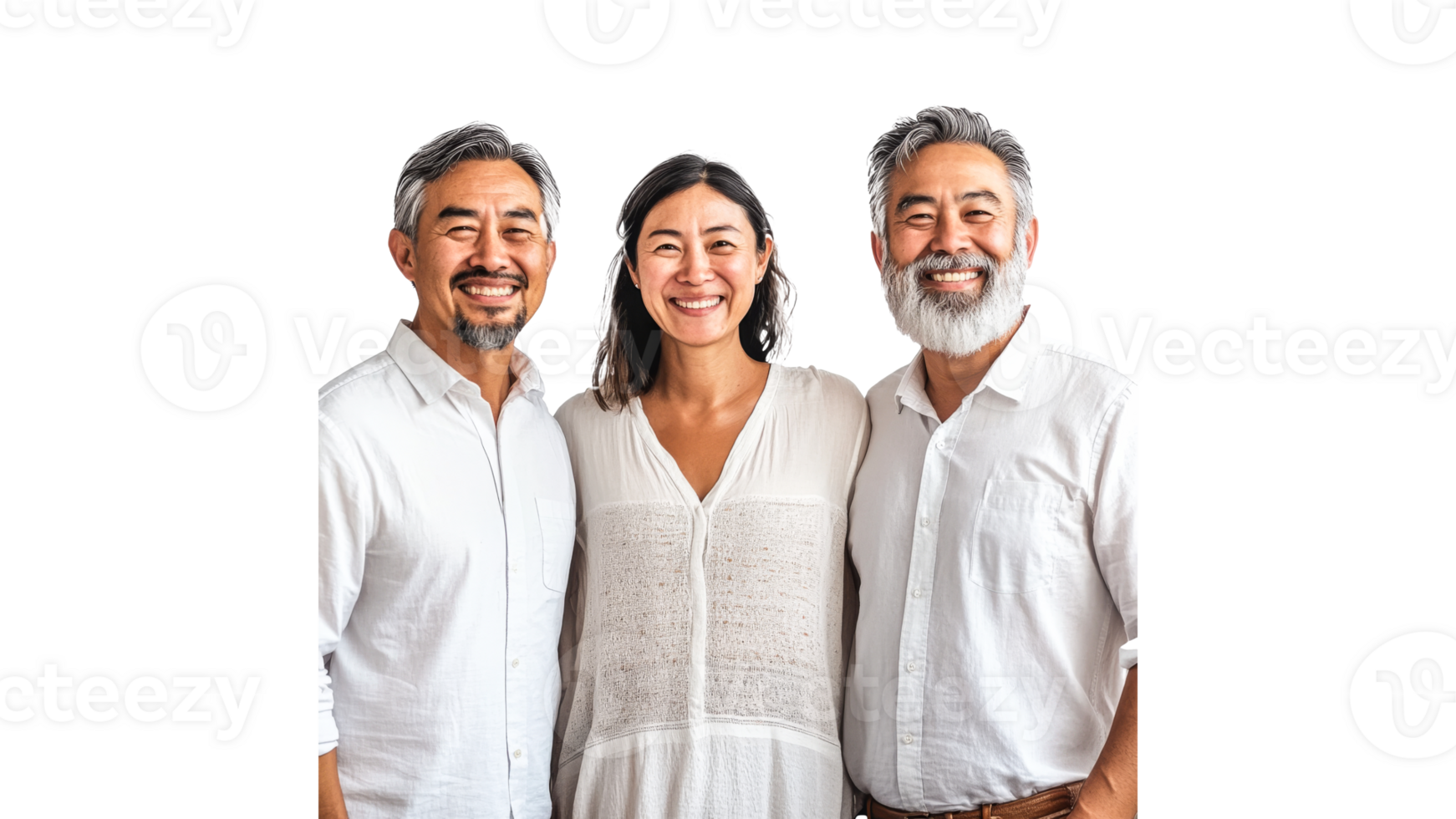 Smiling group of three people in casual attire png