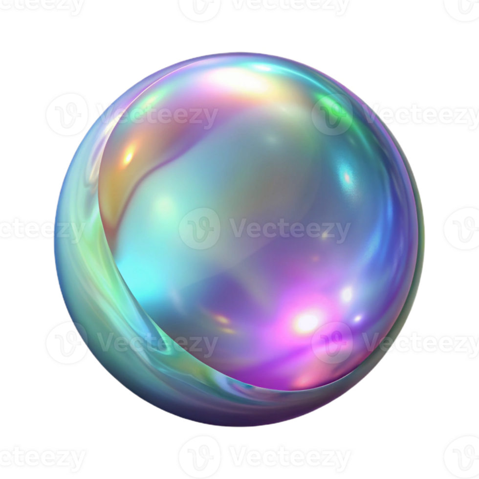 vibrant abstract Holographic Bubble Texture Transparent Background detailed png