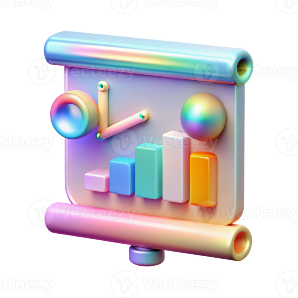 wonderful modern Holographic Business Presentation Chart and Graph Cutout high quality png