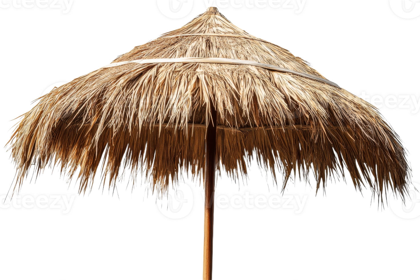 Thatched umbrella providing shade on a sunny day png