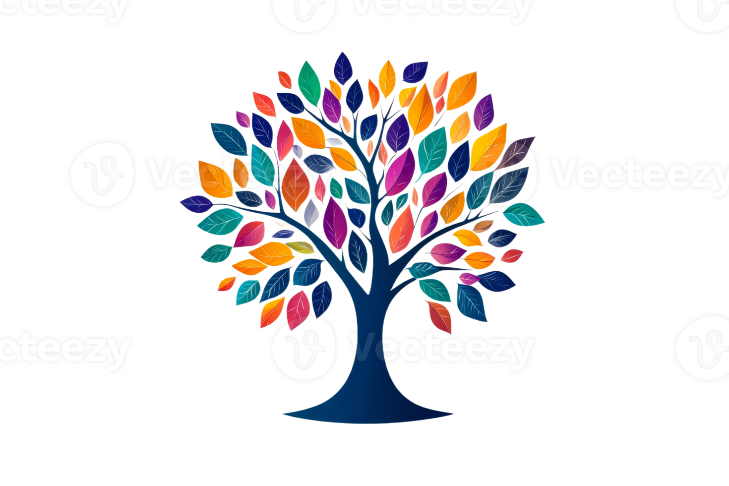 Colorful tree with vibrant leaves decoration png