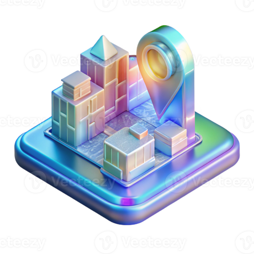 elegant traditional Holographic City Map Interface Transparent Background professional png