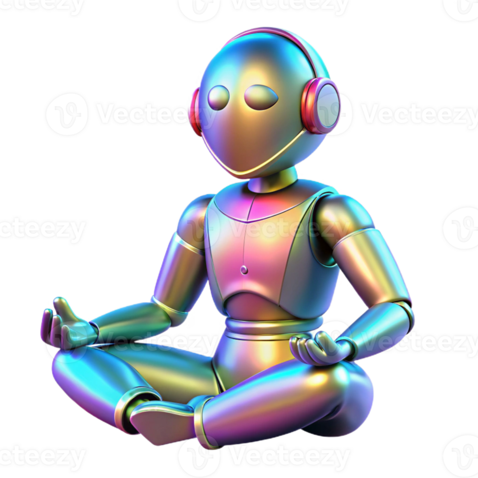 elegant abstract Holographic Comfort Bot Avatar Transparent Background Relaxing Pose original png