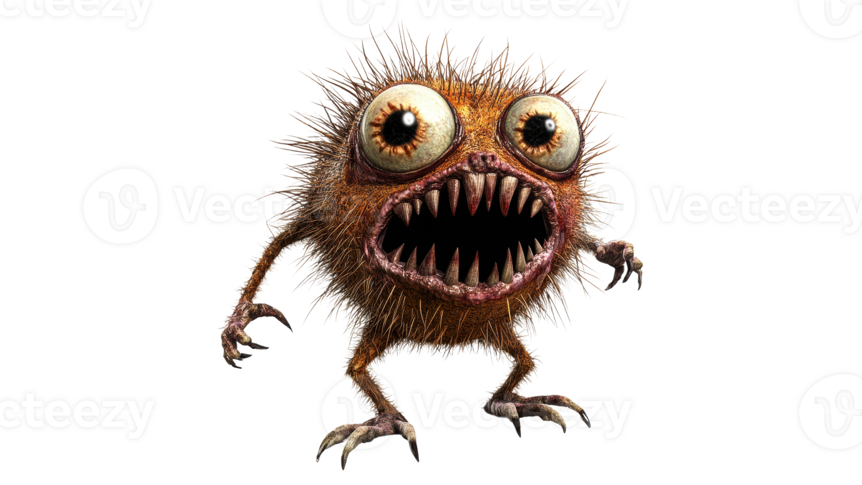 Furry creature with large eyes and sharp teeth png