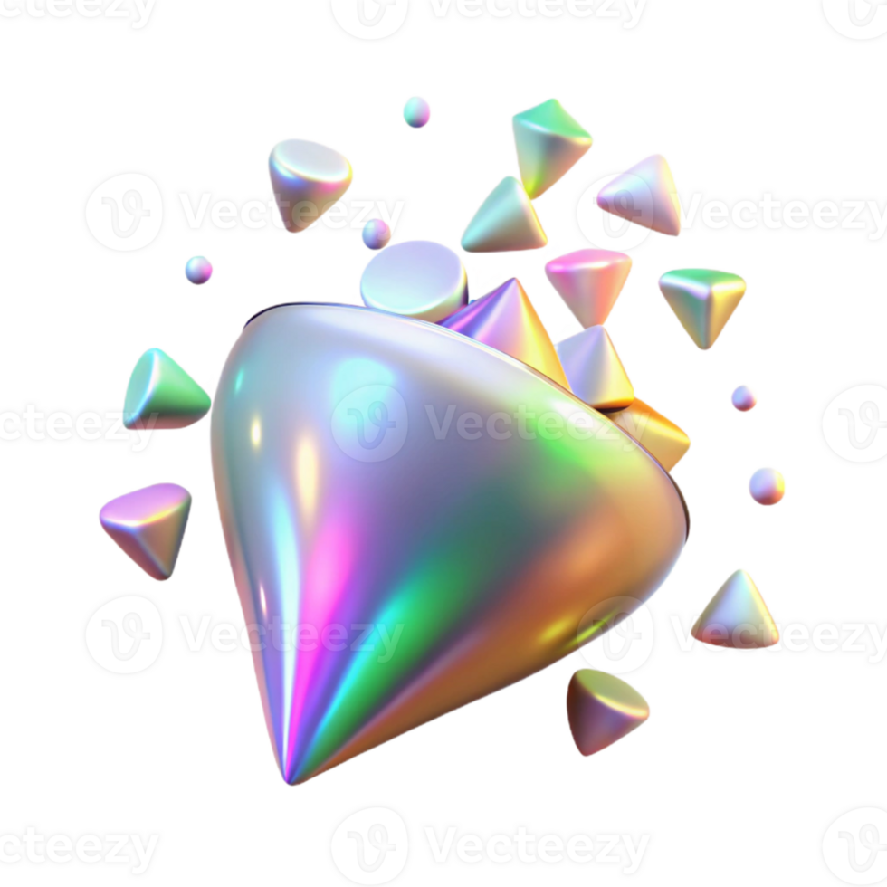 serene contemporary Holographic Confetti Isolated Transparent Background detailed png