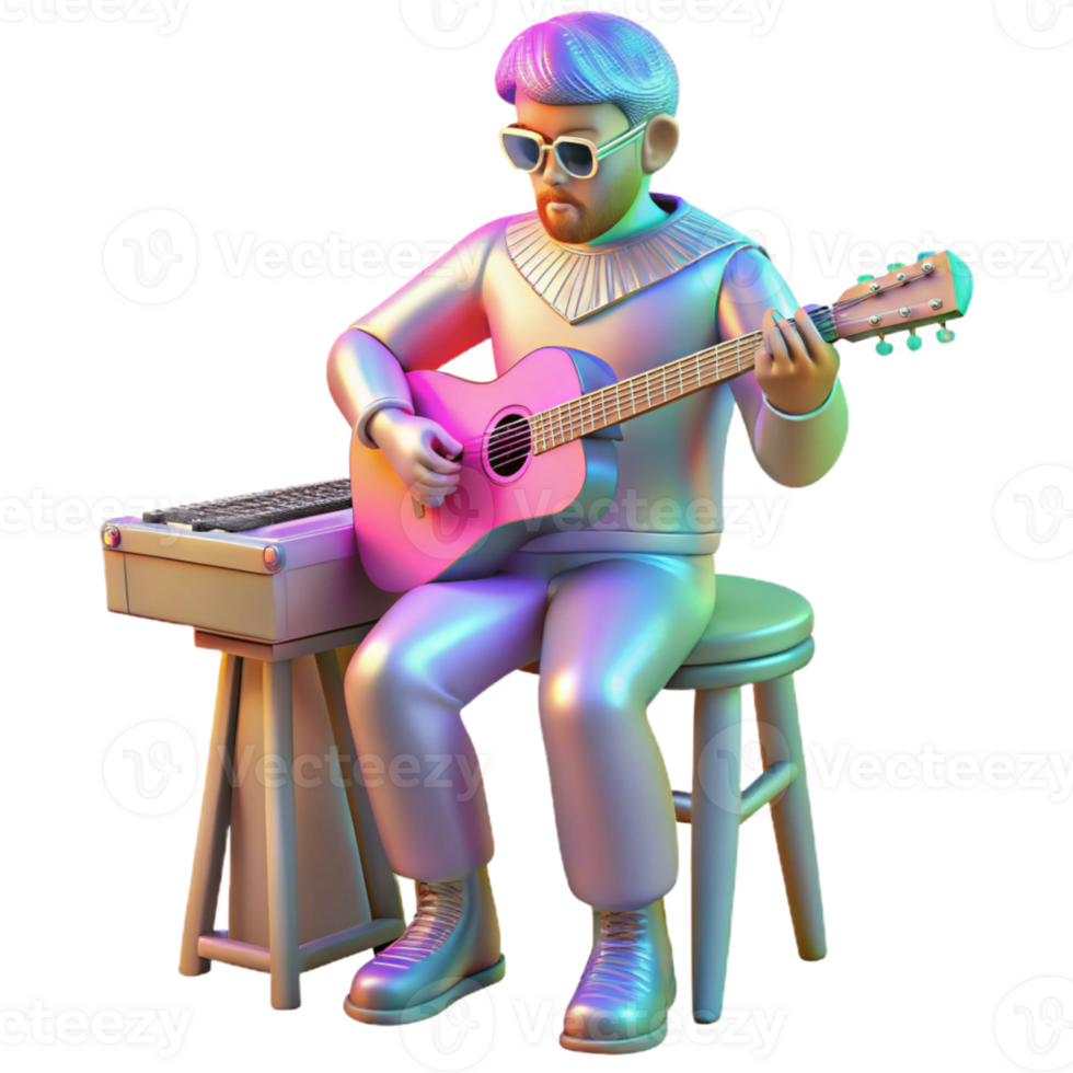 extraordinary minimalist Holographic Concert Performance Musician Playing Isolated authentic png