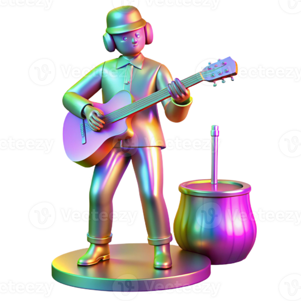 stunning abstract Holographic Concert Performance Musician Playing Isolated high resolution png