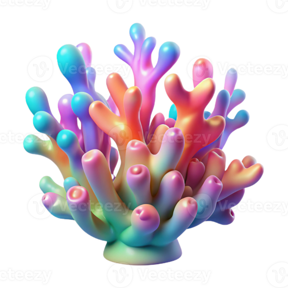 serene abstract Holographic Coral Reef Cutout with Vibrant Colors high resolution png