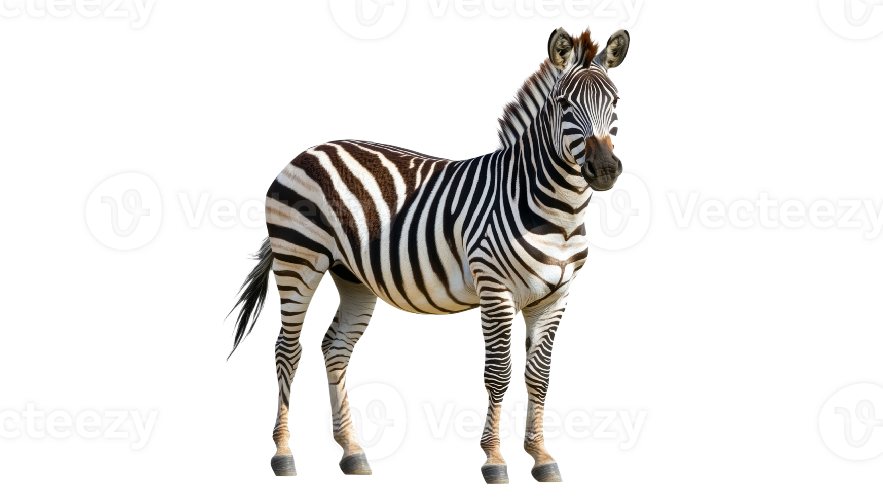 Zebra standing in a natural pose in clear light png