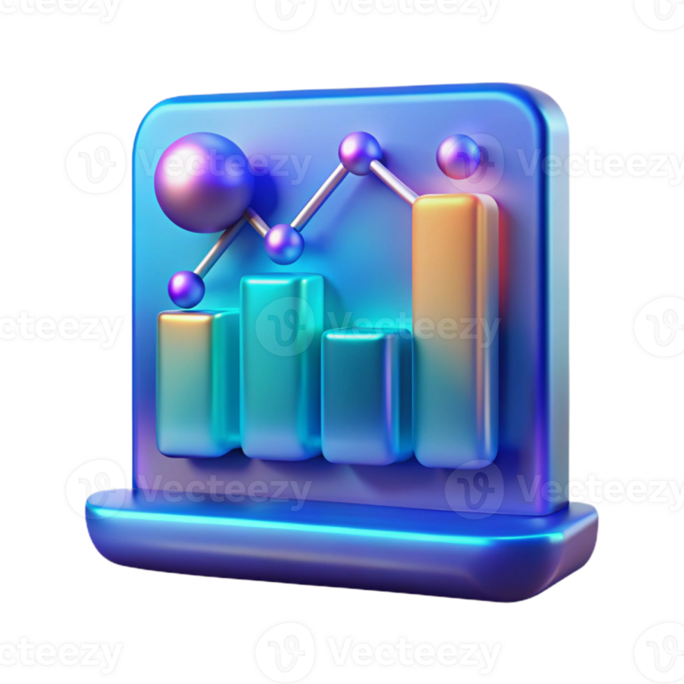 serene vintage Holographic Data Visualization Chart Blue Gradient Isolated premium png