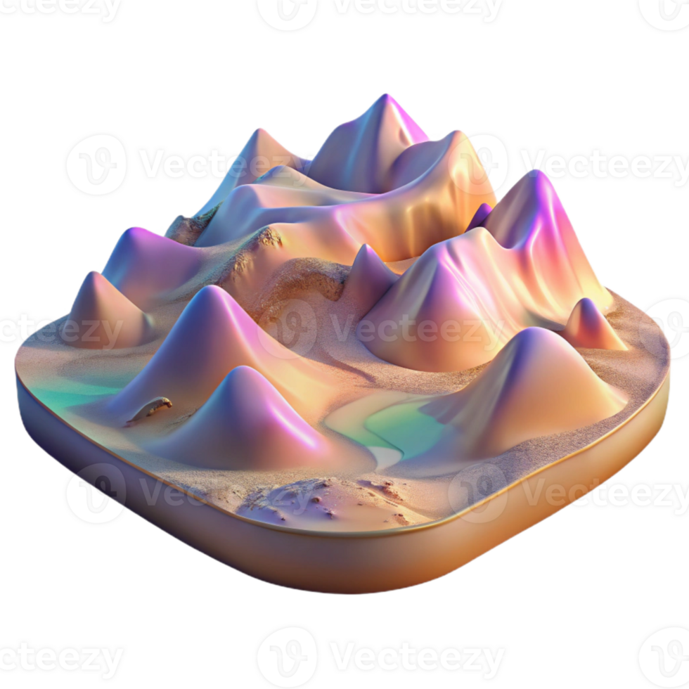 serene classic Holographic Desert Landscape Isolated with Sandy Dunes original png