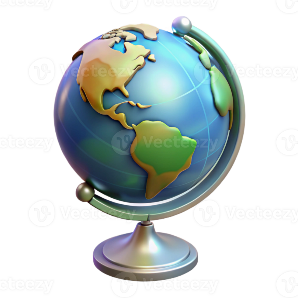 serene abstract Holographic Display Earth Globe Rotating View Cutout detailed png