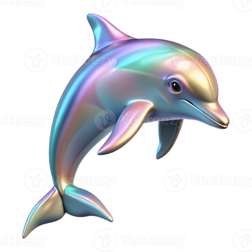 impressive abstract Holographic Dolphin Isolated with Jumping Motion png