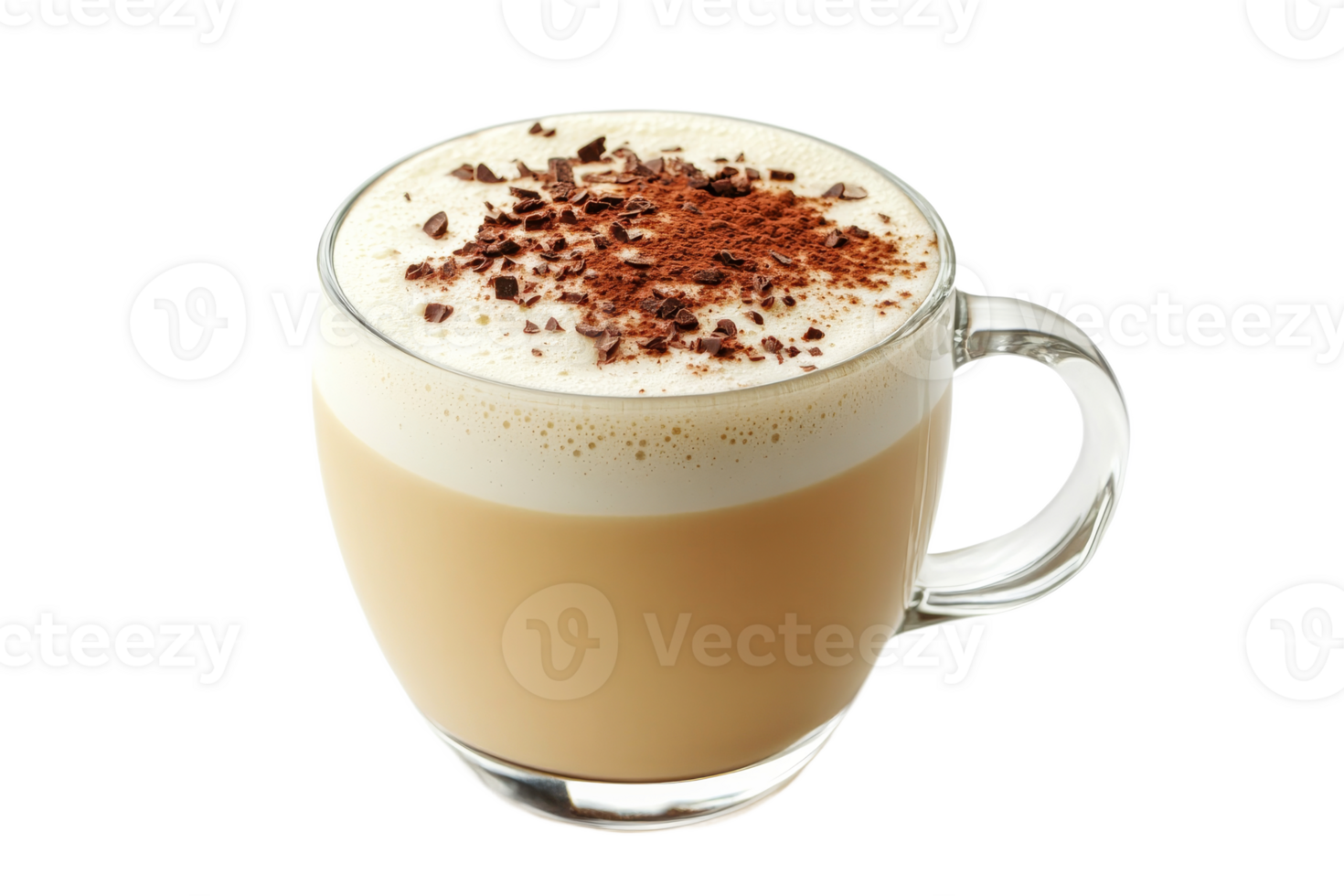 Creamy coffee topped with chocolate shavings png