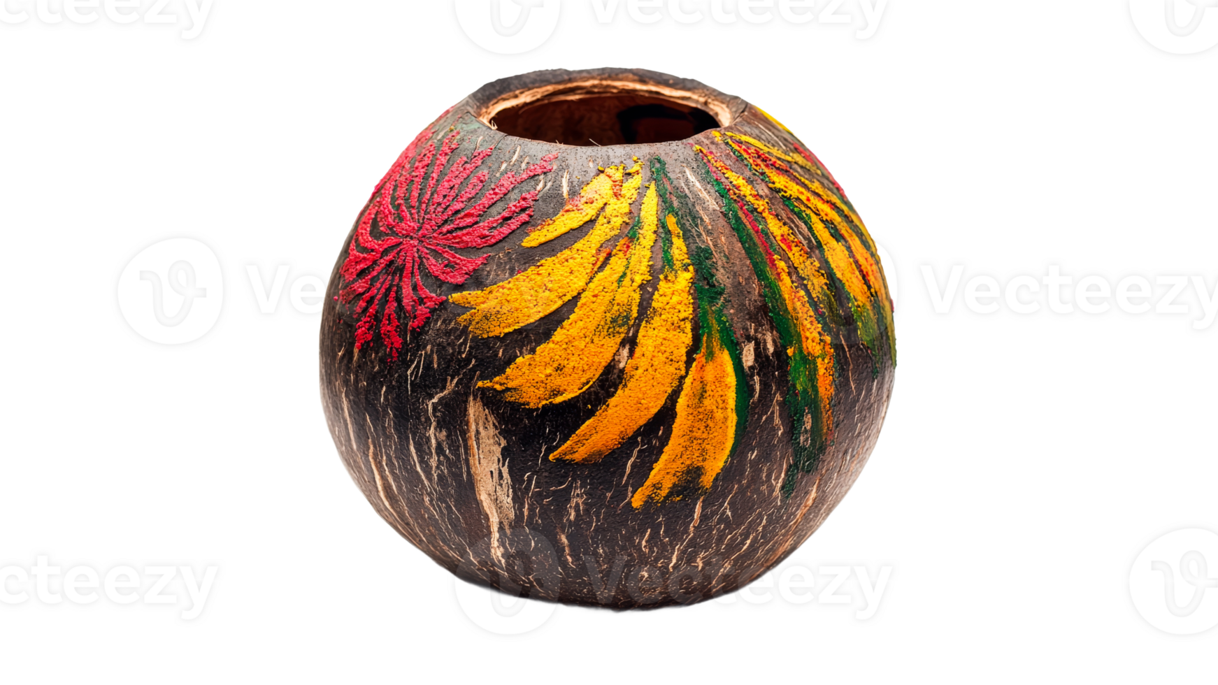 Colorful handcrafted gourd vase png