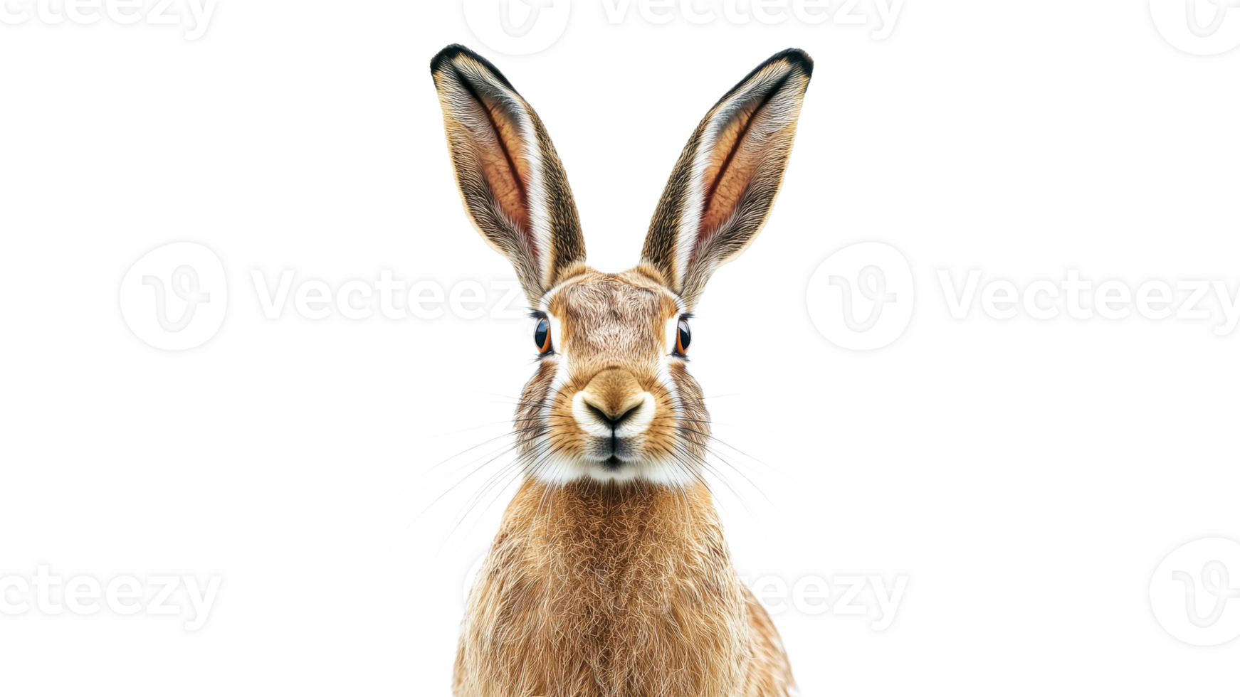 Large eared hare gazing at camera png