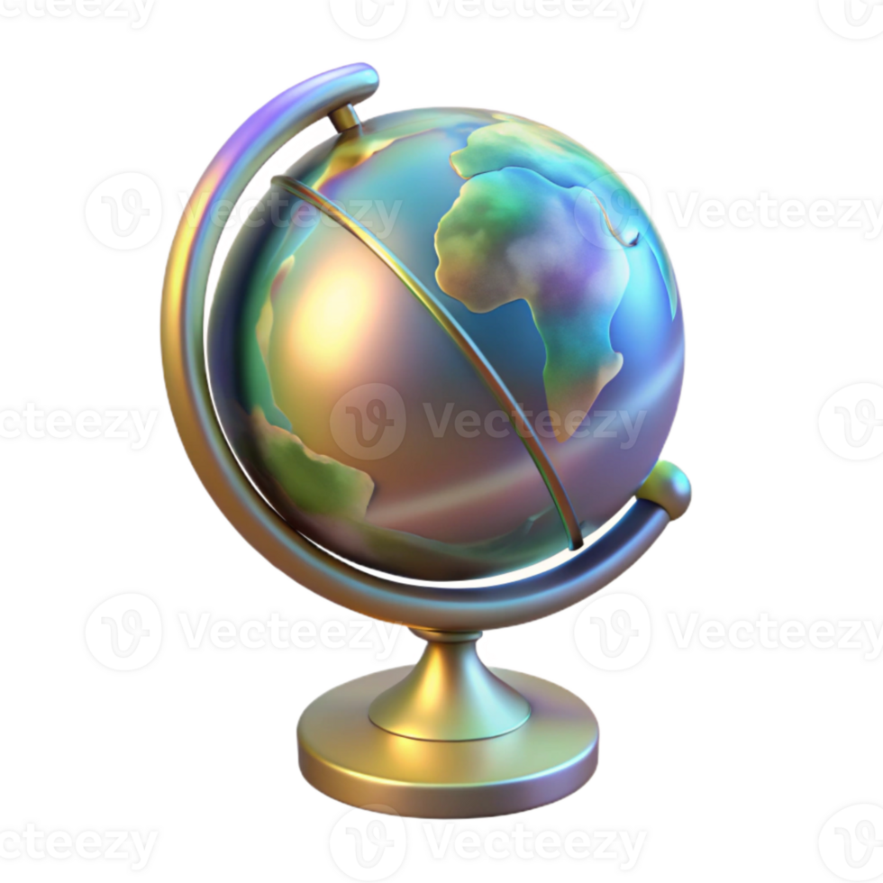 wonderful artistic Holographic Globe Rotating Slowly Cutout professional png