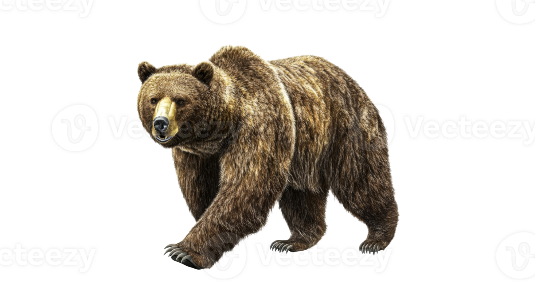 Grizzly bear walking in natural environment png