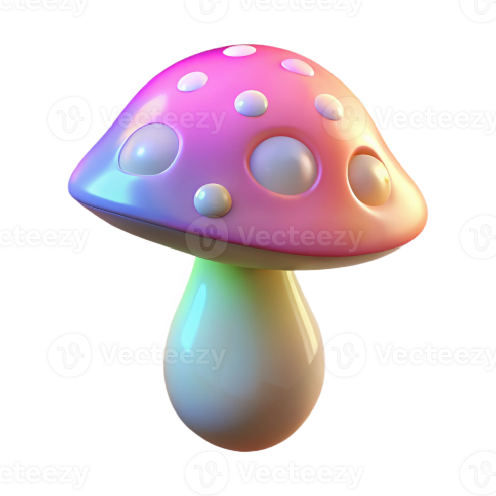 dramatic classic Holographic Glowing Mushroom Isolated Element with Soft Lighting genuine png