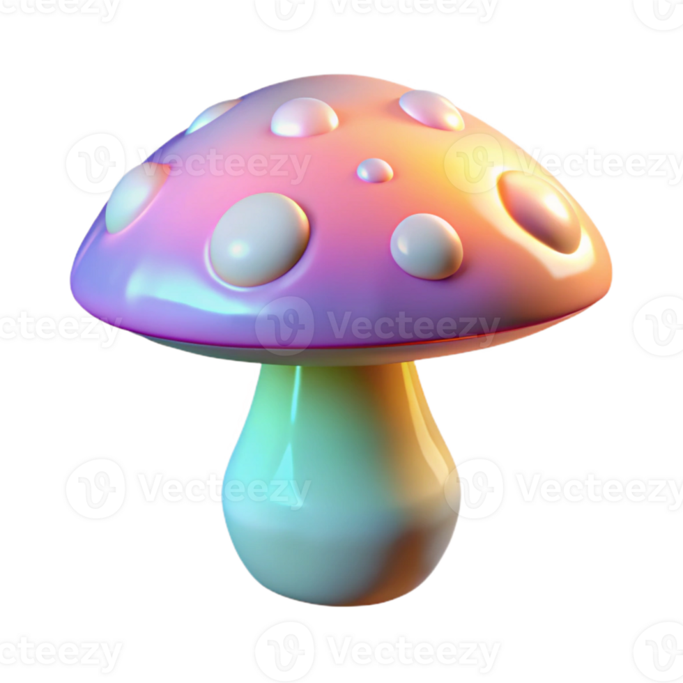 magnificent creative Holographic Glowing Mushroom Isolated Element with Soft Lighting premium png