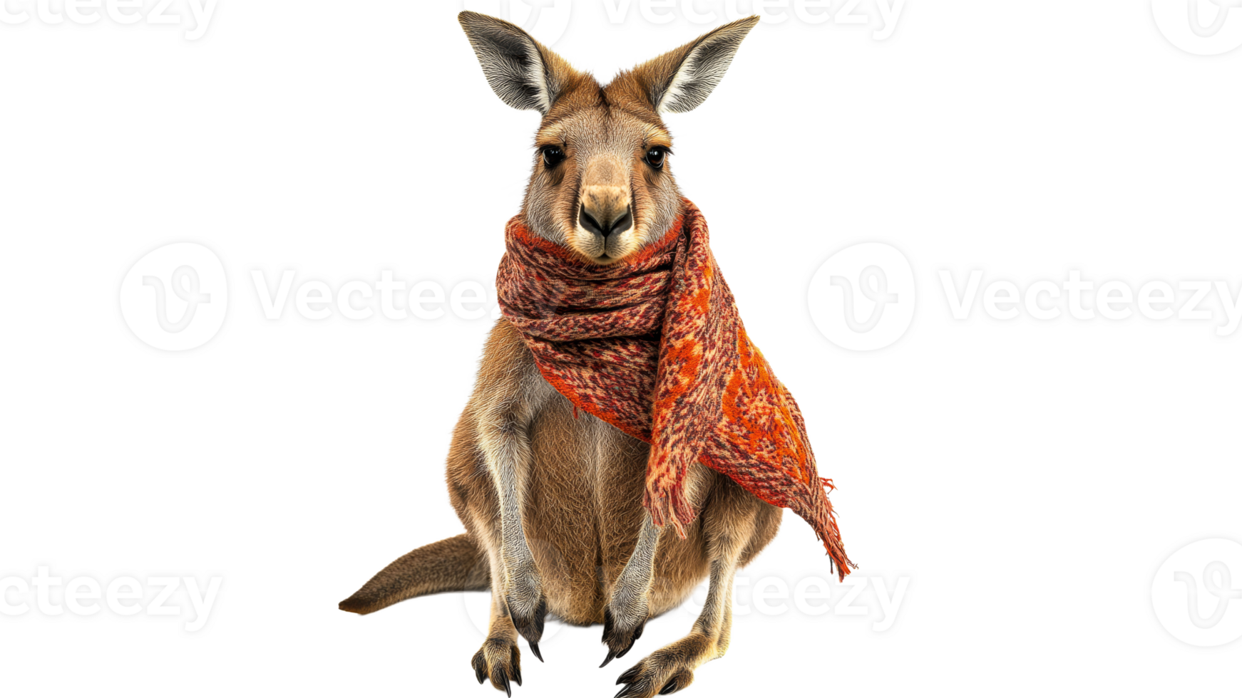 Kangaroo wearing a scarf in a playful pose png