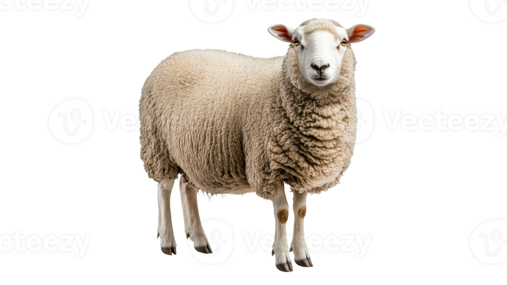 Sheep standing calmly on a white background png